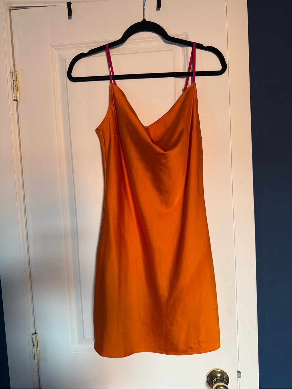 Bar III Orange Mini Slip Dress with Pink Straps